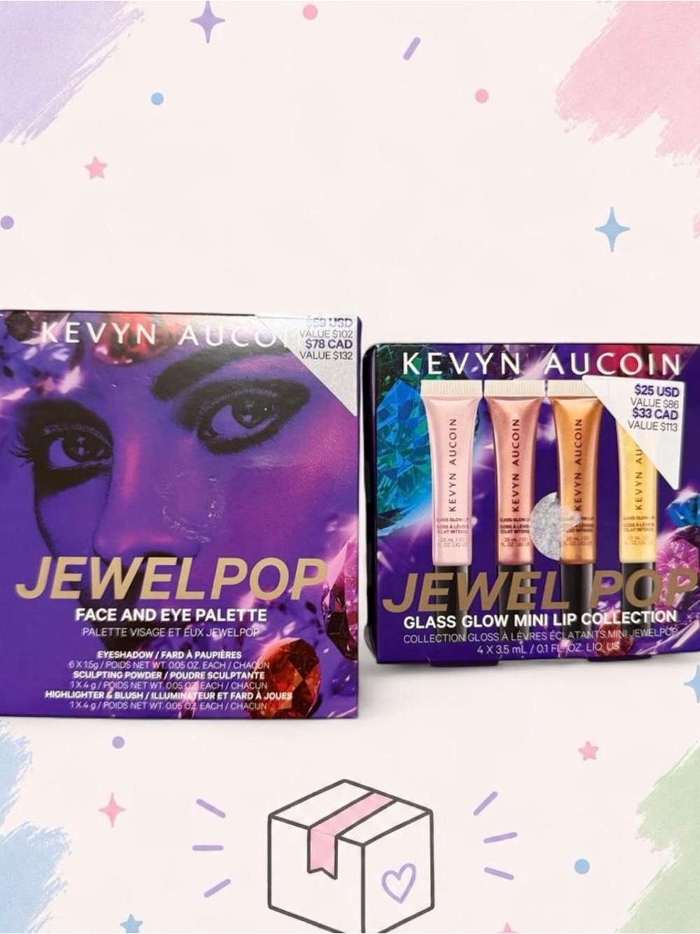 Kevyn Aucoin Jewel Pop Face and Eye Palette and Glass Glow Mini Lip Collection